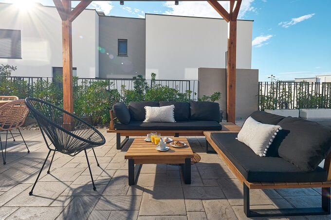 Sitting area by the pool